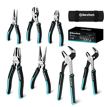 DURATECH 7-Piece Pliers Set with Rolling Pouch,Cr-Ni Construction