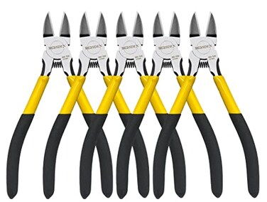 Wire Cutters 5 Pack, 6 inch Flush Cutters, BOOSDEN Spring Loaded Cutting Pliers,Precision Side Cutters,Sharp Diagonal Cutters,Small Wire Snips for Crafting