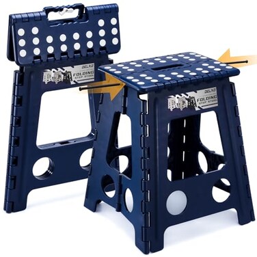 Delxo 16 Inch Folding Step Stool,Foldable Step Stool for Adults Blue