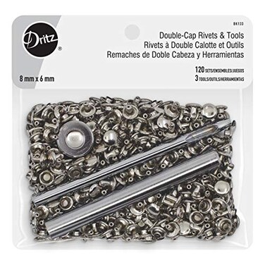 Double Cap Rivets Nickel Includes Rivets &amp; Tools