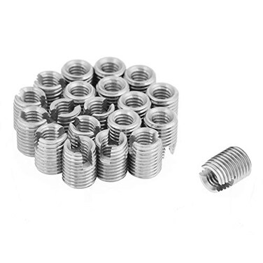 Oumefar 20pcs Self Tapping Threaded Insert M4 x 8mm Self Tapping Slotted Screw Metal Thread Insert Nuts Stainless Steel Thread Insert Nuts for Helical air, Thread Reinforce air Tool