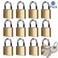 ABRAFOX Solid Brass Same Keyed Padlock keyed Alike Weatherproof Locks &frac14;&circ;1-9/16 inch 40mm-12pack