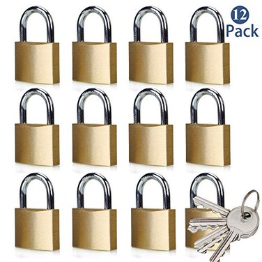 ABRAFOX Solid Brass Same Keyed Padlock keyed Alike Weatherproof Locks &frac14;&circ;1-9/16 inch 40mm-12pack