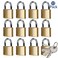 ABRAFOX Solid Brass Same Keyed Padlock keyed Alike Weatherproof Locks &frac14;&circ;1-9/16 inch 40mm-12pack