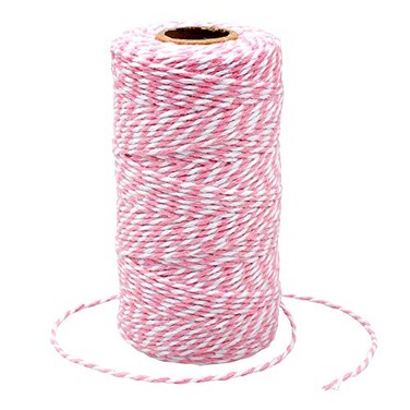 G2PLUS 2MM Cotton String, 328 Ft Pink and White Cotton Twine for Gift Wrap