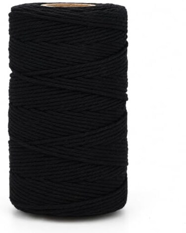 G2PLUS Black String, 2MM 328 Feet Cotton String for Crafts &amp; Bakers
