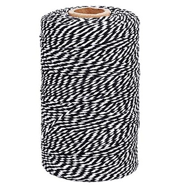 G2PLUS 656 Feet White and Black String,2MM Cotton Twine for Crafts &amp; Wrap