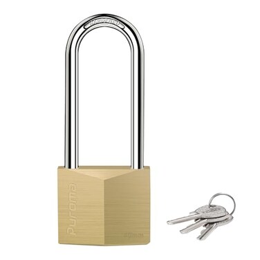 Puroma Keyed Padlock 3 Keys Outdoor Solid Brass Lock 2.6" Shed Gate Hasp
