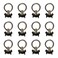 12 Pack Black L Track Single Stud Fitting with Round Ring