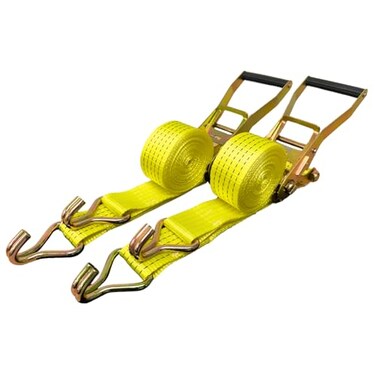 MJM Cargo Ratchet Tie Down Straps, 2 in x 15 ft, 5,000 lb Breaking Strength, J-Hook, 2-Pack
