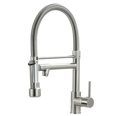 Fapully Pull Down Kitchen Faucet with Lock Sprayer, Brushed Nickel