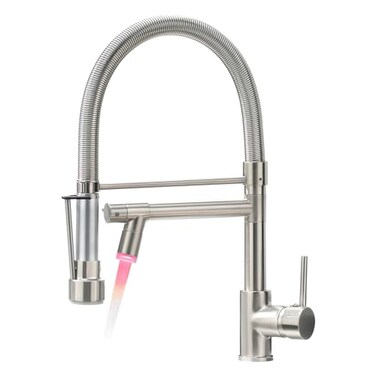 Fapully LED Kitchen Faucets with Pull Down Sprayer, Brushed Nickel