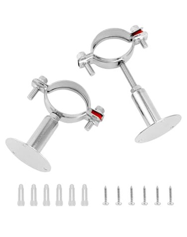 QWORK Adjustable 2" OD Pipe Wall &amp; Ceiling Mount Support &euro;&ldquo; Stainless Bracket Clamp for Rods, Tubes &amp; Display Pipes