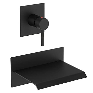 BWE Wall Mount Bathtub Faucet Matte Black Single Handle Modern