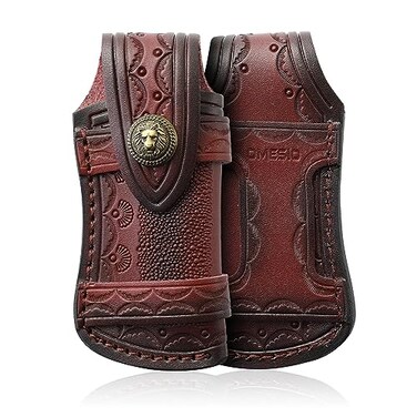 Omesio Pocket Knife Sheath (M), 4.53" Leather Folding Knife Case for Belt