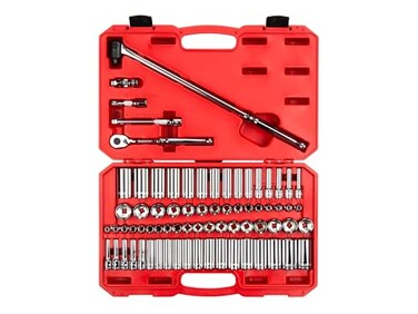 TEKTON 3/8 Inch Drive 6-Point Socket and Ratchet Set, 73-Piece (1/4-1 in, 6-24 mm) SKT15311