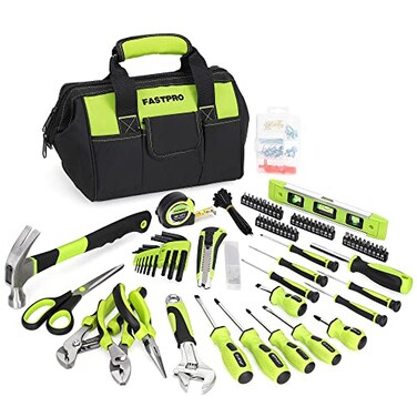 FASTPRO 220-Piece Home Tool Set, Household Repairing Tool Kit, Green