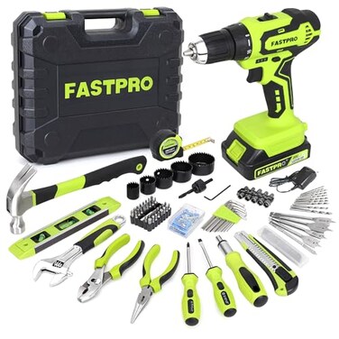 FASTPRO 20V Drill Set, Home Tool Kit with Tool Box,Green