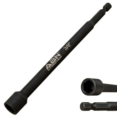 ABN 3/8 IN Impact Nut Driver Tool - SAE 6 IN Long Shank Nut Driver Bits Magnetic Tip Sockets, 1/4 IN Hex Shank