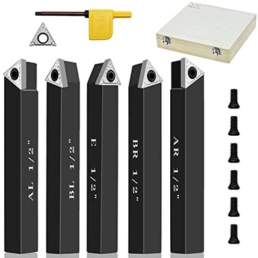 1/2" Indexable Carbide Turning Inserts Holder Set for Machining Lathes