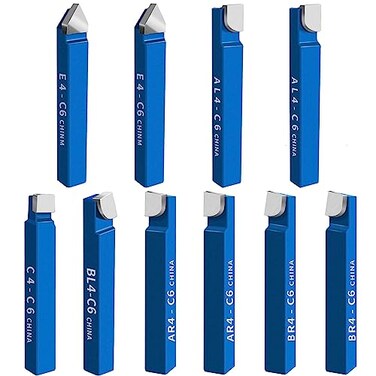10PCS 1/4" Metal Lathe Tooling Carbide Tip Tipped Cutter Tool
