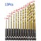 Hex-Shank Drill Bit Set, HSS Titanium Coated Twist, 13Pcs