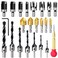 MEIGGTOOL 23pcs Woodworking Chamfer Drilling Tool, 8pcs Wood Plug Cutter Drill, 7pcs Three Pointed Countersink Drill Bit with L-Wrench, 6pcs 1/4" Hex 5 Flute 90 Degree Countersink Drill Bits