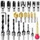MEIGGTOOL 23pcs Woodworking Chamfer Drilling Tool, 8pcs Wood Plug Cutter Drill, 7pcs Three Pointed Countersink Drill Bit with L-Wrench, 6pcs 1/4" Hex 5 Flute 90 Degree Countersink Drill Bits