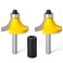 MEIGGTOOL 2PCS Roundover Edging Router Bit Set, 1/4-Inch Shank Round Nose, Cutter Tools 1/2" Radius Inch