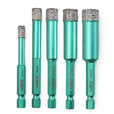FACHLICH Ceramic Tile Drill Bits,6/8/10/12/14mm Granite Drill Bits Diamond Drill Bit Set with Quick Change Hex Shank for Granite Ceramic Marble Tile Porcelain