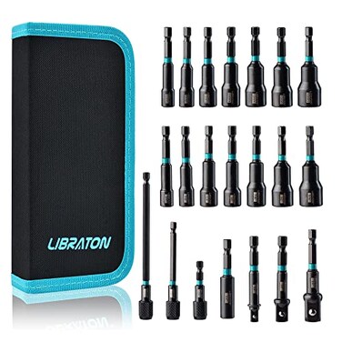 LIBRATON 21PCS Magnetic Nut Driver Set, Impact Drill Driver Bit Set 1/4