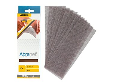 Mirka Abranet 3x9 Inch 120 Grit Mesh Sanding Sheets, Hook and Loop, 10 Pack