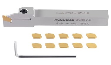 Accusize Cut-Off Tool Holder, 1/2" x 1/2", 10 x GTN-2 Inserts