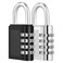 ZHEGE 2 Pack Combination Lock, 4 Digit Padlock for Locker (Black &amp; Silver)