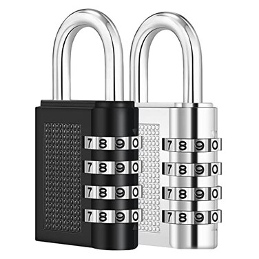 ZHEGE 2 Pack Combination Lock, 4 Digit Padlock for Locker (Black &amp; Silver)