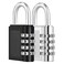 ZHEGE 2 Pack Combination Lock, 4 Digit Padlock for Locker (Black &amp; Silver)