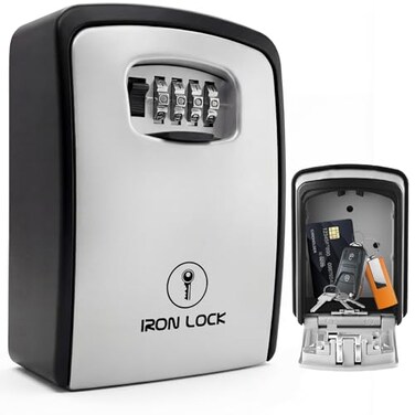 Iron Lock &reg; XXL Wall Mount Key Lock Box, Outdoor Combination Code (Grey)