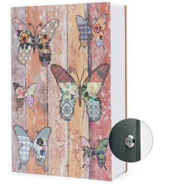 Diversion Book Safe Storage Box (Size 9.5" &mdash;6.2"&Atilde;&mdash;2.2") With Security Key Lock, Dictionary Secret Hidden Safe (Butterfly - Key Lock)