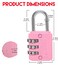RESET-071 Mini Combination Lock, 3-Digit Resettable, Pink, 1 Pack