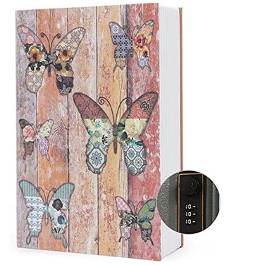 Diversion Book Safe Storage Box (Size 9.5" &mdash;6.2"&Atilde;&mdash;2.2") With Security Combination Lock, Dictionary Secret Hidden Safe (Butterfly - Combination Lock)