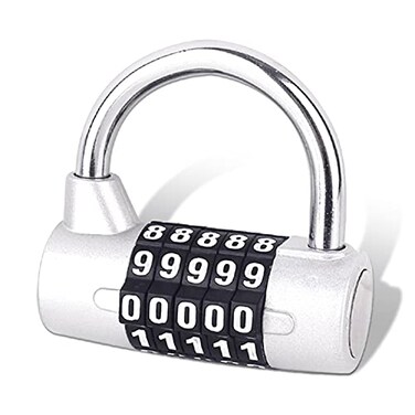SISAV 5 Digit Combination Lock,Gym Padlock,Replaceable Combination Lock,Suitable for School Lockers,Tool Boxes,Fences,Silver(1 Pack)