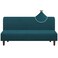 Stretch Armless Futon Cover Full Queen Size Futon Couch Cover with Elastic Bottom, Checked Pattern Jacquard (Deep Teal)