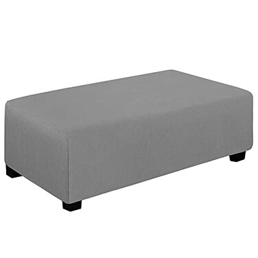 Easy-Going Stretch XX-Large Rectangle Ottoman Cover Light Grey
