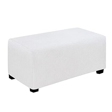 Easy-Going Stretch Large Rectangle Ottoman Cover Snow White