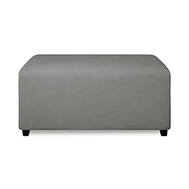 PureFit Stretch Rectangle Ottoman Cover Footstool Cover, Light Gray