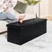 PINPLUS Folding Storage Ottoman Bench, Black Faux Leather