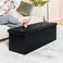 PINPLUS Folding Storage Ottoman Bench, Black Faux Leather