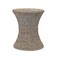Household Essentials Handwoven Round Water Hyacinth Wicker Side Table with Hourglass Shape, Whitewashed Finish