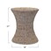 Household Essentials Handwoven Round Water Hyacinth Wicker Side Table with Hourglass Shape, Whitewashed Finish
