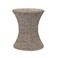 Household Essentials Handwoven Round Water Hyacinth Wicker Side Table with Hourglass Shape, Whitewashed Finish
